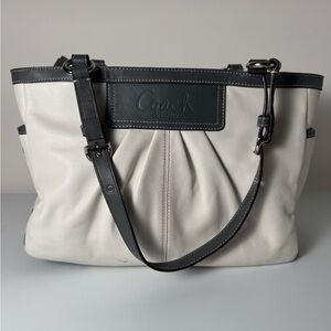 Coach white gray purple pleated purse K0960-F13759